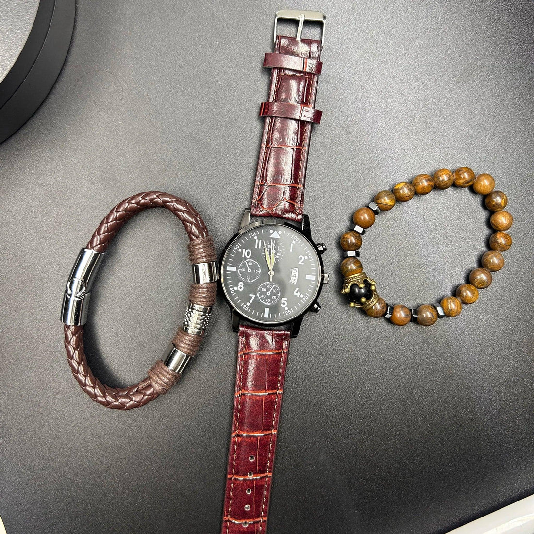 Elegant Men's Quartz Watch & Retro Bracelet Set – Premium Edition - nexivobd