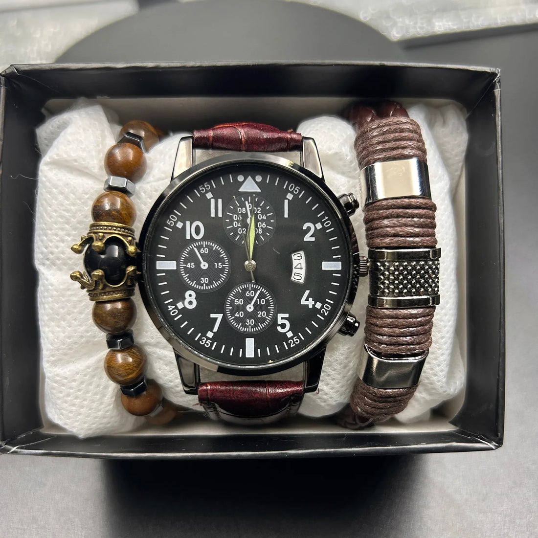 Elegant Men's Quartz Watch & Retro Bracelet Set – Premium Edition - nexivobd