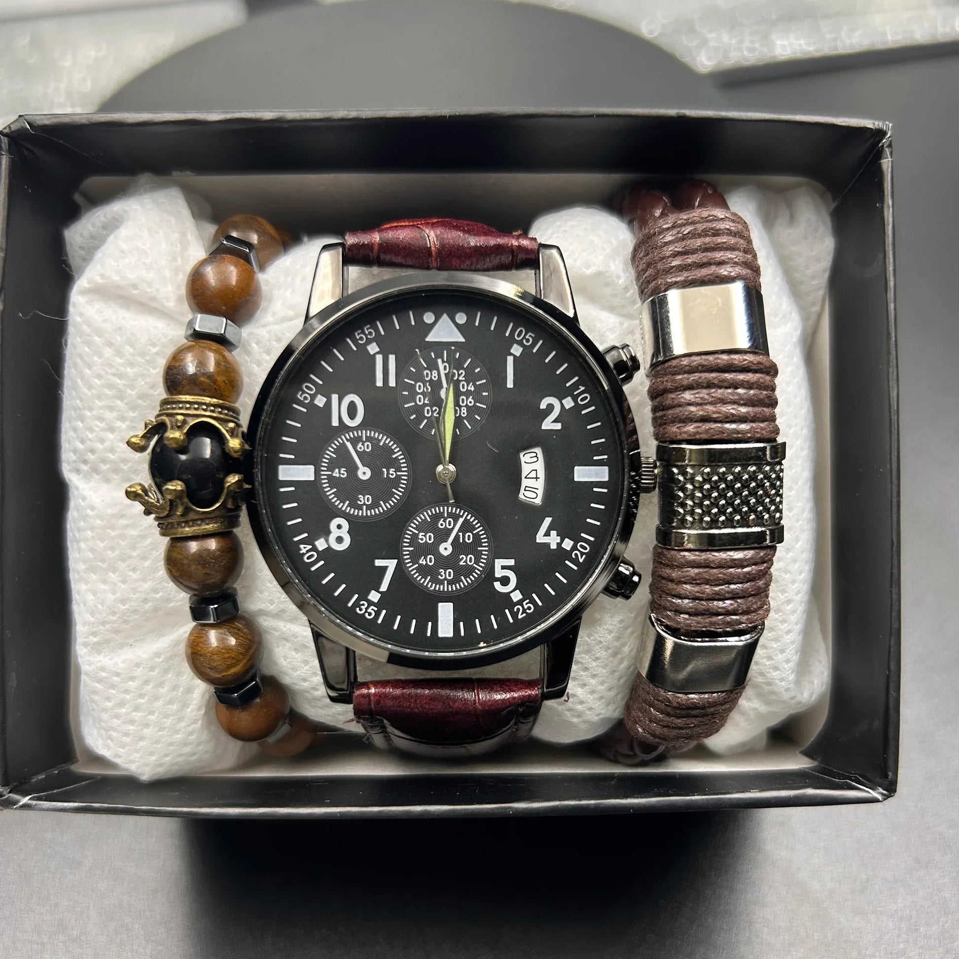 Elegant Men's Quartz Watch & Retro Bracelet Set – Premium Edition - nexivobd