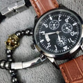 Elegant Men's Quartz Watch & Retro Bracelet Set – Premium Edition - nexivobd