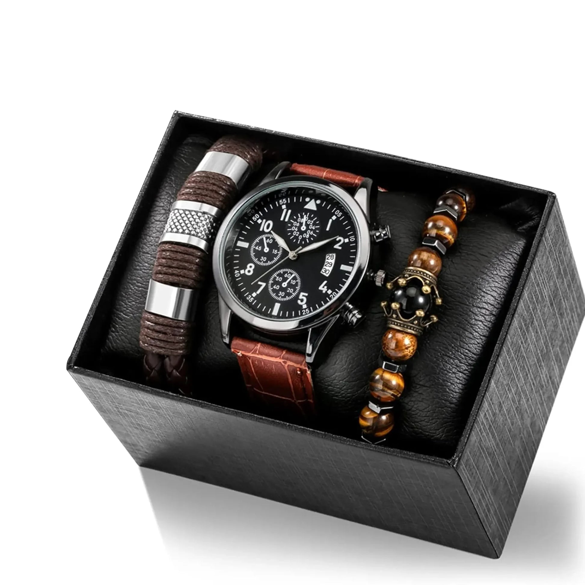 Elegant Men's Quartz Watch & Retro Bracelet Set – Premium Edition - nexivobd