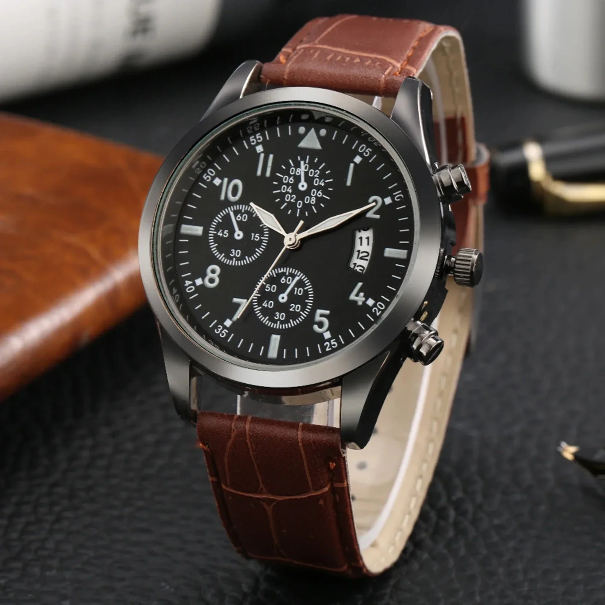 Elegant Men's Quartz Watch & Retro Bracelet Set – Premium Edition - nexivobd