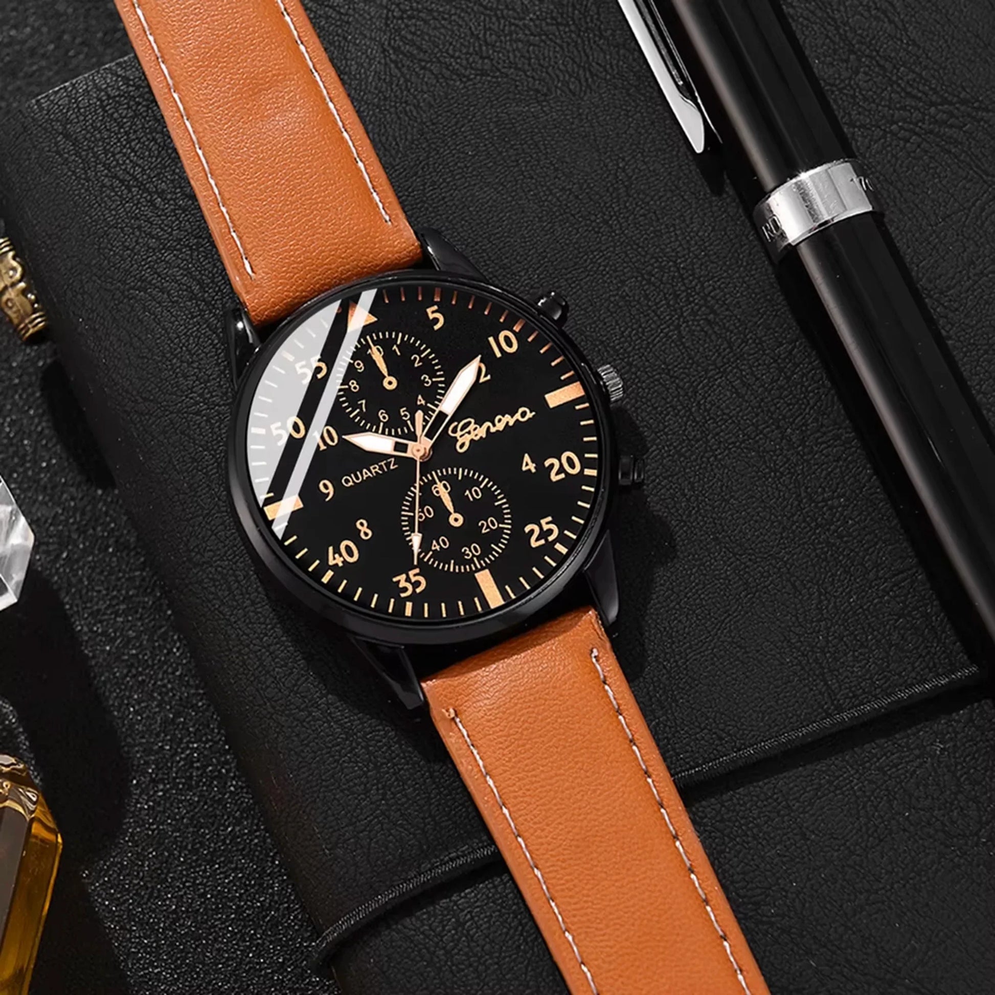 Men's Casual Watch & Bracelet Set – 4-in-1 Combo Watch - nexivobd