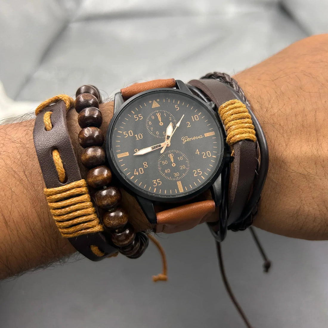 Men's Casual Watch & Bracelet Set – 4-in-1 Combo Watch - nexivobd