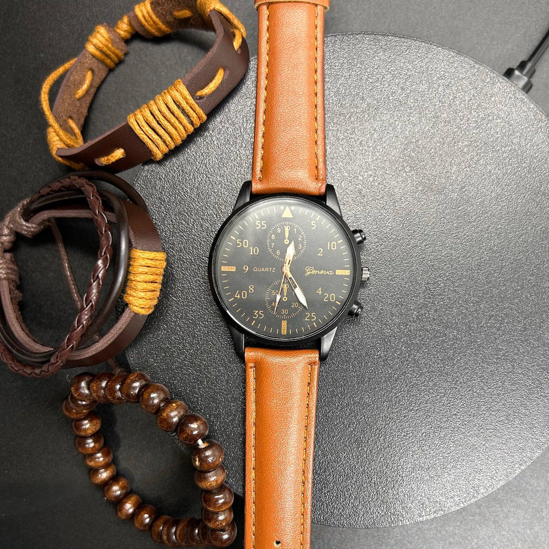 Men's Casual Watch & Bracelet Set – 4-in-1 Combo Watch - nexivobd
